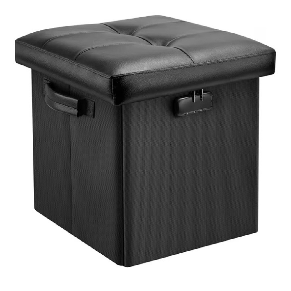 DocSafe Storage Ottoman with LOCK, Fireproof Waterproof Folding Footrest 13in Sq